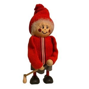 Rare Vintage Wooden Ljungstroms Swedish Tomte Golf Handmade Elf Golfer Figure